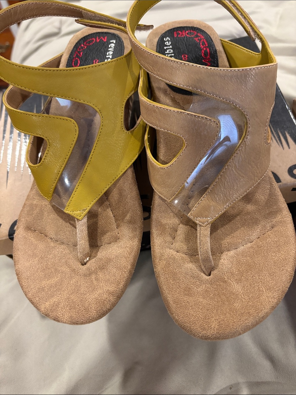 Modzori Zoey Reversible Comfort Sandals in Olive  & Taupe